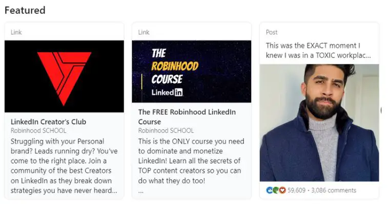 linkedin featured section example